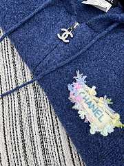 Colestore Chanel Blue Wool Hooded Zip Cardigan - 3