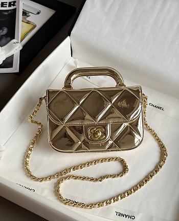 Colestore Chanel Small Clutch with Chain High-Shine Calfskin & Gold Metal Light Gold 18x4.5x13cm