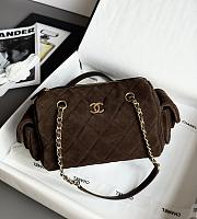 Colestore Chanel Small Bowling Bag Dark Brown Suede Antique Gold Hardware 15.5x24x11.5cm - 5