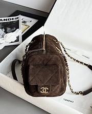 Colestore Chanel Small Bowling Bag Dark Brown Suede Antique Gold Hardware 15.5x24x11.5cm - 2