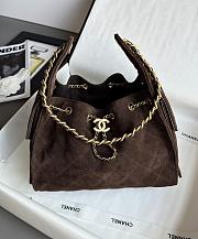 Colestore Chanel 25 Small Handbag Suede Calfskin & Gold-Tone Metal Dark Brown 30x26x14cm - 1
