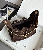 Colestore Chanel 25 Small Handbag Suede Calfskin & Gold-Tone Metal Dark Brown 30x26x14cm - 3