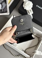 Colestore Chanel Black Quilted Caviar Leather Crystal CC Phone Holder + Airpod 18.5 × 19 × 2.5 cm - 5