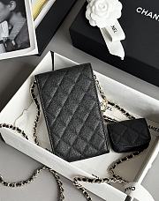 Colestore Chanel Black Quilted Caviar Leather Crystal CC Phone Holder + Airpod 18.5 × 19 × 2.5 cm - 2