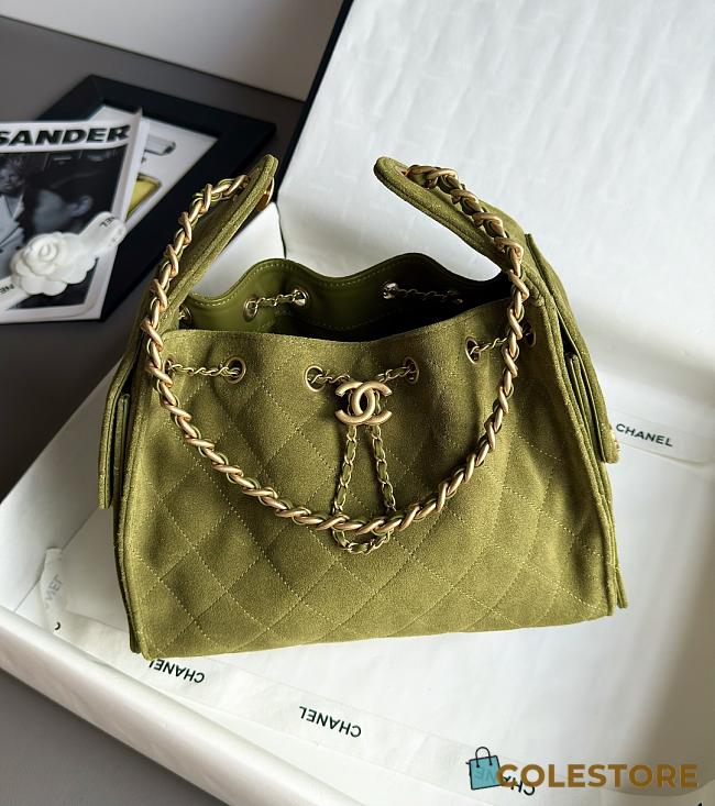 Colestore Chanel 25 Small Handbag Grained Calfskin & Gold-Tone Metal Olive Green 30x26x14cm - 1