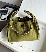 Colestore Chanel 25 Small Handbag Grained Calfskin & Gold-Tone Metal Olive Green 30x26x14cm - 1
