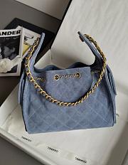 Colestore Chanel 25 Small Handbag Grained Calfskin & Gold-Tone Metal Dusty Blue 30x26x14cm - 4