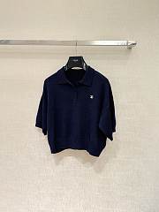 Colestore Celine Triomphe Cropped Polo In Wool Navy - 1
