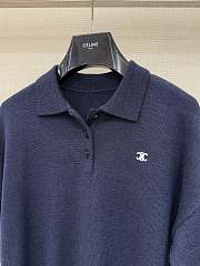 Colestore Celine Triomphe Cropped Polo In Wool Navy - 5