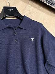 Colestore Celine Triomphe Cropped Polo In Wool Navy - 4