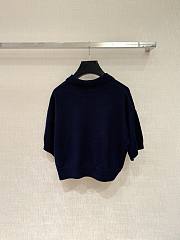 Colestore Celine Triomphe Cropped Polo In Wool Navy - 3