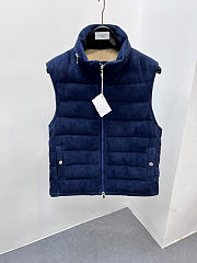 Colestore Brunello Cucinelli Blue Suede Down Vest for Men - 1