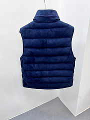 Colestore Brunello Cucinelli Blue Suede Down Vest for Men - 2