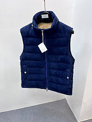Colestore Brunello Cucinelli Blue Suede Down Vest for Men - 3