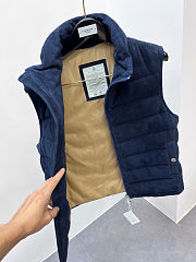 Colestore Brunello Cucinelli Blue Suede Down Vest for Men - 4