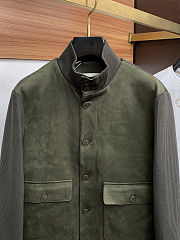 Colestore Brunello Cucinelli Leather & Cashmere Knit Hybrid Jacket Olive Green - 5