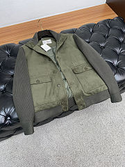 Colestore Brunello Cucinelli Leather & Cashmere Knit Hybrid Jacket Olive Green - 4