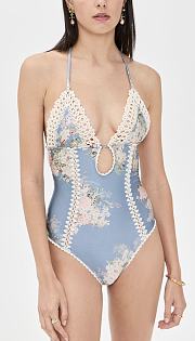 Colestore Zimmermann Teal Blue Botanical Flower Cascadian One-Piece - 6