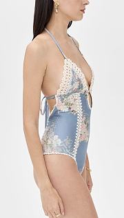 Colestore Zimmermann Teal Blue Botanical Flower Cascadian One-Piece - 5