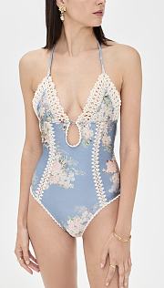 Colestore Zimmermann Teal Blue Botanical Flower Cascadian One-Piece - 4