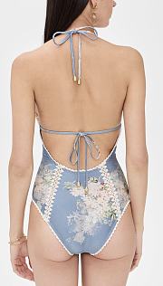 Colestore Zimmermann Teal Blue Botanical Flower Cascadian One-Piece - 3