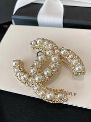 Colestore Brooch Metal, Glass Pearls & Stone Beads Gold, Pearl White & Clear - 4