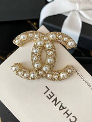 Colestore Brooch Metal, Glass Pearls & Stone Beads Gold, Pearl White & Clear - 3