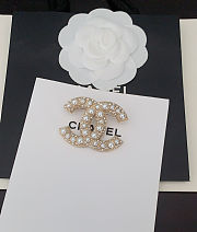 Colestore Brooch Metal, Glass Pearls & Stone Beads Gold, Pearl White & Clear - 2