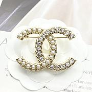Colestore Chanel 23 Pearl & Crystal Brooch Light Gold Tone - 6