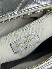 Colestore Chanel Metallic Silver Quilted Mini Backpack with Gold-Tone Hardware 22x22.5x8.5cm - 6