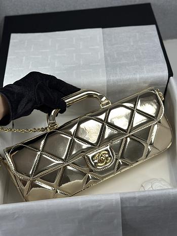 Colestore Chanel Large Flap Bag with Handle Mirrored Calfskin & Gold Metallic Pale Gold 29x5x12cm
