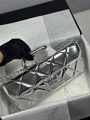 	 Colestore Chanel Large Flap Bag with Handle Mirrored Calfskin & Silver Metallic Pale Silver 29x5x12cm - 1