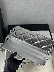 	 Colestore Chanel Large Flap Bag with Handle Mirrored Calfskin & Silver Metallic Pale Silver 29x5x12cm - 6