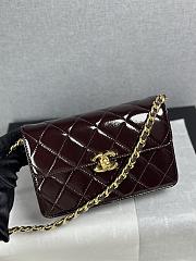 Colestore Chanel Mini flap bag Glossy Lambskin & Gold Plated Metal Dark Brown 12 x 19.5 x 5cm - 1