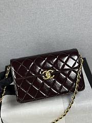 Colestore Chanel Medium flap bag Glossy Lambskin & Gold Plated Metal Dark Brown 14×22.5×6cm - 1