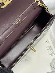 Colestore Chanel Medium flap bag Glossy Lambskin & Gold Plated Metal Dark Brown 14×22.5×6cm - 5