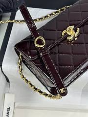 Colestore Chanel Medium flap bag Glossy Lambskin & Gold Plated Metal Dark Brown 14×22.5×6cm - 6