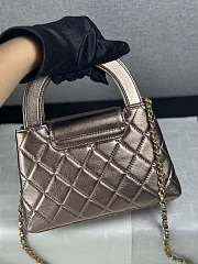 Colestore Chanel Kelly 25A Nano Shopper Bronze Brown Metallic Rose Gold Top Handle Bag 19x13x7cm - 5
