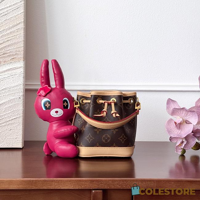 Colestore Louis Vuitton Nano Noe Fuschia Marron Monogram Coated Canvas Bucket Bag 13x10x16cm - 1