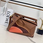 Colestore Small Puzzle Edge Landscape Bag in Nappa Calfskin Pecan/Parrot Pink 24x10x14 cm - 1