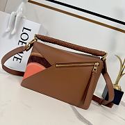 Colestore Small Puzzle Edge Landscape Bag in Nappa Calfskin Pecan/Parrot Pink 24x10x14 cm - 5