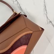 Colestore Small Puzzle Edge Landscape Bag in Nappa Calfskin Pecan/Parrot Pink 24x10x14 cm - 4