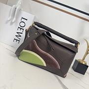 Colestore Small Puzzle Edge Landscape Bag in Nappa Calfskin Chocolate/Light Moss 24x10x14 cm - 1