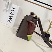 Colestore Small Puzzle Edge Landscape Bag in Nappa Calfskin Chocolate/Light Moss 24x10x14 cm - 6