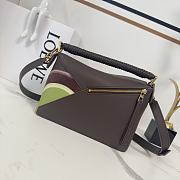 Colestore Small Puzzle Edge Landscape Bag in Nappa Calfskin Chocolate/Light Moss 24x10x14 cm - 5