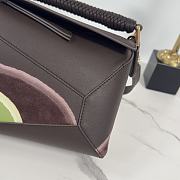 Colestore Small Puzzle Edge Landscape Bag in Nappa Calfskin Chocolate/Light Moss 24x10x14 cm - 3