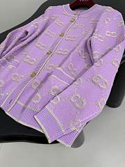 Colestore Gucci GG Wool Jacquard Cardigan Pink Purple - 2