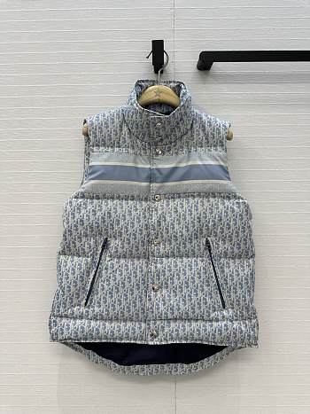 Colestore Dior DiorAlps Puffer Vest Blue and White Dior Oblique Quilted Technical Taffeta