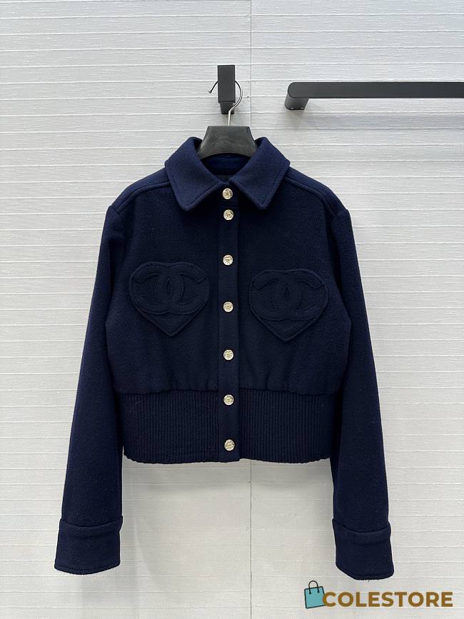 Colestore Chanel Blouson  Wool & Cashmere Tweed Navy Blue - 1