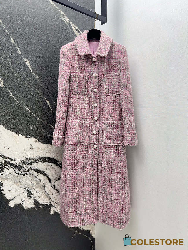 Colestore Chanel Coat Wool & Mohair Tweed  Pink, Ecru & Green - 1
